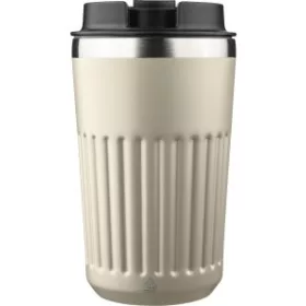   Duplafalú újraacél utazópohár, 400 ml (15.6, d:8.7cm, bézs)