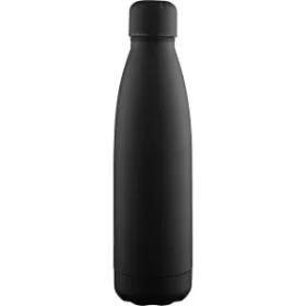   Újrahaszanosított, duplafalú ivópalack, 500 ml (26cm, d:7cm, fekete)