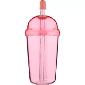 Szívószálas útipohár, 500 ml (22cm, d:9cm, pink)