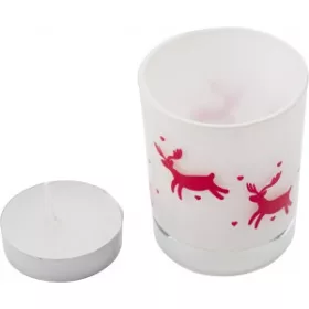 Üveg gyertyatartó (6.3cm, fehér)