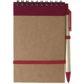 Spirálnotesz tollal, kék tollbetéttel (piros)