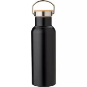 Duplafalú rozsdamentes acél palack, 500 ml (fekete)