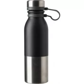 Duplafalú acélpalack, 600 ml (24.2cm, fekete)