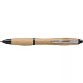 Bambusz golyóstoll kék tollbetéttel (14.1cm, fekete)
