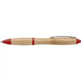 Bambusz golyóstoll kék tollbetéttel (14.1cm, piros)