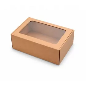 Ablakos fedelű doboz, 25x20x10 cm (bézs)