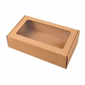 Ablakos fedelű doboz, 35x20x10 cm (bézs)