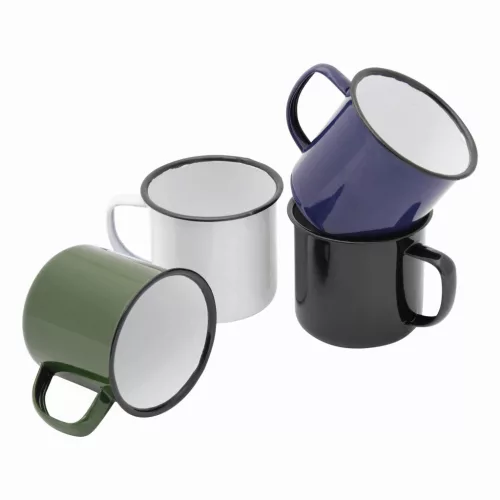RETRO CUP - zománcozott bögre (fehér, fekete)