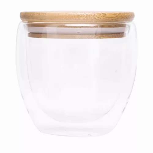 BAMBOO ART S - duplafalú üvegpohár, kapacitása kb. 250 ml