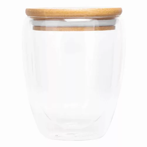 BAMBOO ART M - duplafalú üvegpohár, kapacitása kb. 350 ml