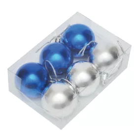 XMAS LINE - Karácsonyi gömb dísz szett (ezüst, kék)