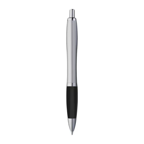 Matt ezüst felületű golyóstoll (14,5 × ø 1,3 cm, Fekete)