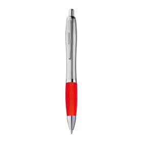   Matt ezüst felületű golyóstoll (14,5 × ø 1,3 cm, Piros)