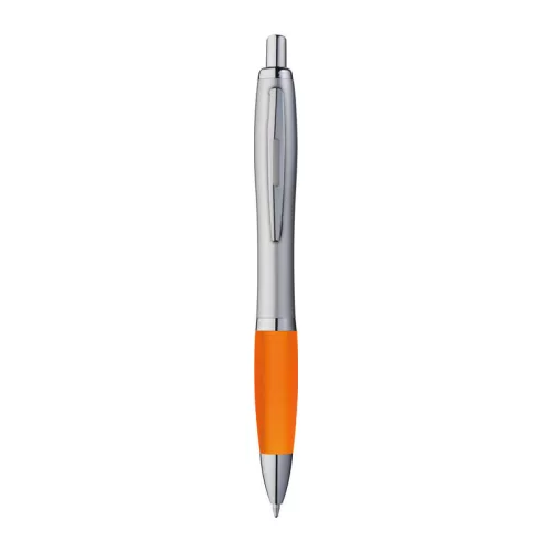 Matt ezüst felületű golyóstoll (14,5 × ø 1,3 cm, Narancssárga)