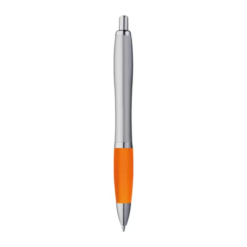 Matt ezüst felületű golyóstoll (14,5 × ø 1,3 cm, Narancssárga)