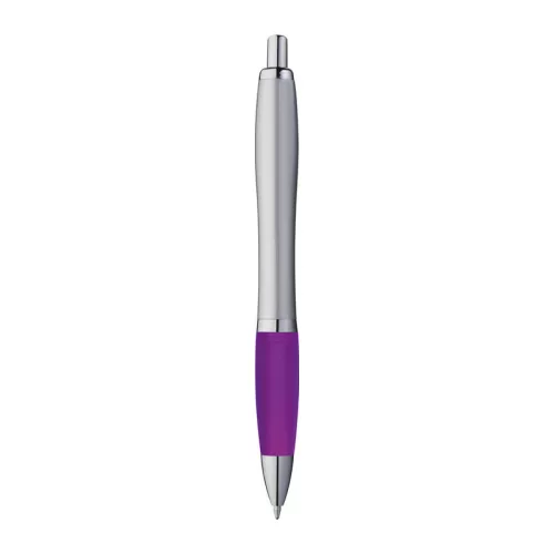 Matt ezüst felületű golyóstoll (14,5 × ø 1,3 cm, Lila)