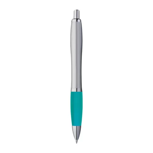 Matt ezüst felületű golyóstoll (14,5 × ø 1,3 cm, Türkiz)