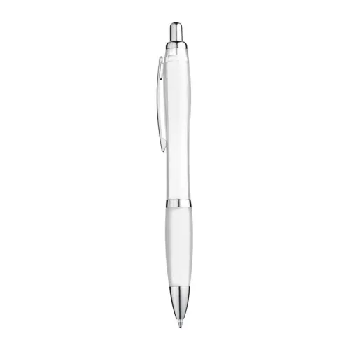 Átlátszó golyóstoll gumi markolattal (14,5 × ø 1,3 cm, Fehér)