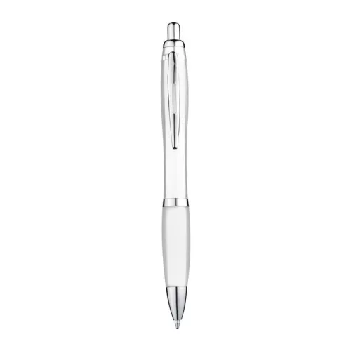 Átlátszó golyóstoll gumi markolattal (14,5 × ø 1,3 cm, Fehér)