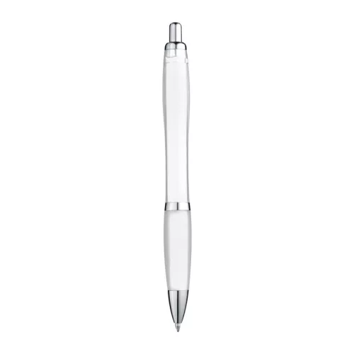 Átlátszó golyóstoll gumi markolattal (14,5 × ø 1,3 cm, Fehér)