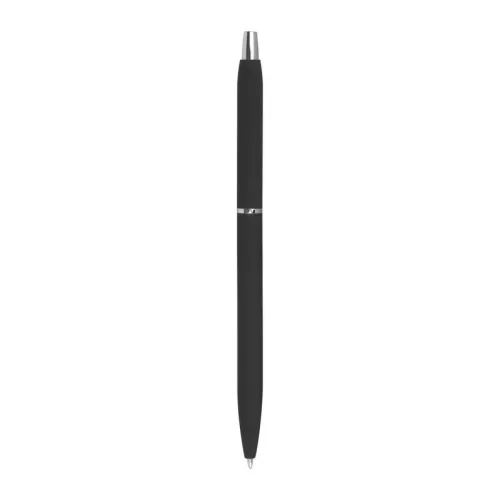 Gumírozott fém golyóstoll fekete betéttel (14 × ø 0,8 cm, Fekete)