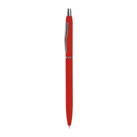   Gumírozott fém golyóstoll fekete betéttel (14 × ø 0,8 cm, Piros)