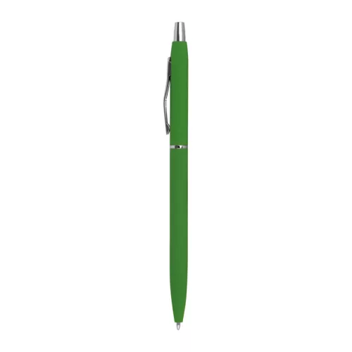 Gumírozott fém golyóstoll fekete betéttel (14 × ø 0,8 cm, Zöld)