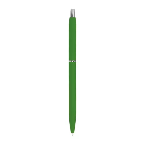 Gumírozott fém golyóstoll fekete betéttel (14 × ø 0,8 cm, Zöld)