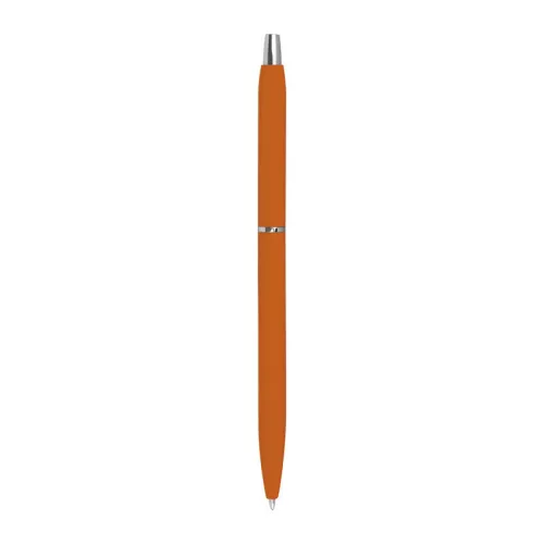 Gumírozott fém golyóstoll fekete betéttel (14 × ø 0,8 cm, Narancssárga)