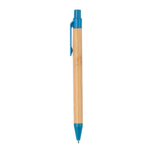 Bambusz golyóstoll búzaszalma kiegészítőkkel (14,2 × ø 1 cm, Kék)