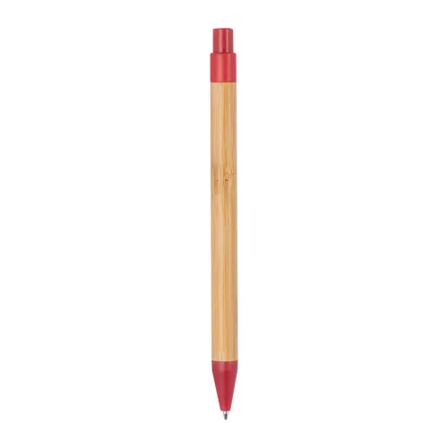 Bambusz golyóstoll búzaszalma kiegészítőkkel (14,2 × ø 1 cm, Piros)