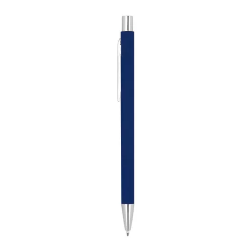 Gumírozott fém golyóstoll (ø 0,8 × 14,2 cm, Sötétkék)