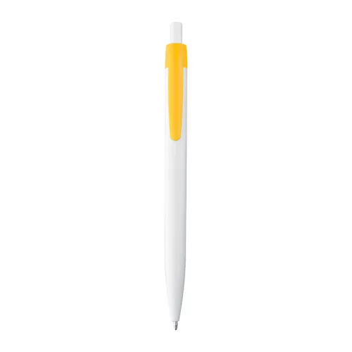 Fehér műanyag golyóstoll (14,3 × ø 1 cm, Sárga)
