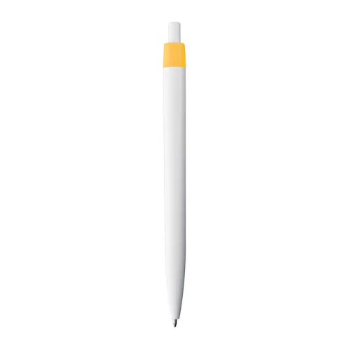 Fehér műanyag golyóstoll (14,3 × ø 1 cm, Sárga)