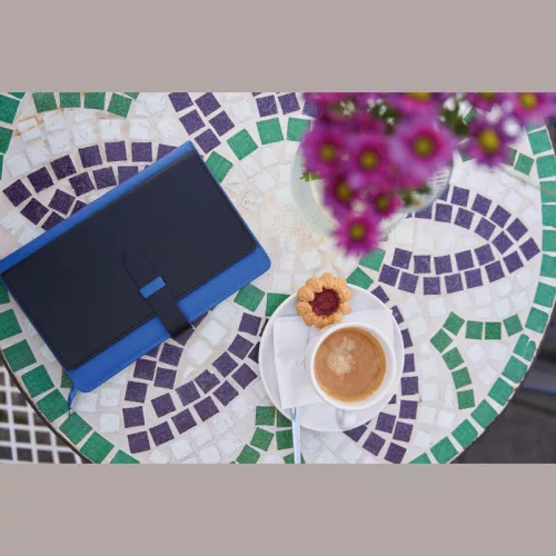 A5 jegyzetfüzet kártyatartóval (Kék)