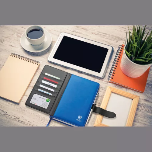 A5 jegyzetfüzet kártyatartóval (Kék)