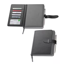 A5 jegyzetfüzet kártyatartóval (Sötétszürke)