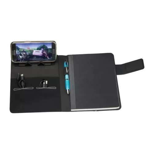 A5 jegyzetfüzet és powerbank mappa  (Zöld)