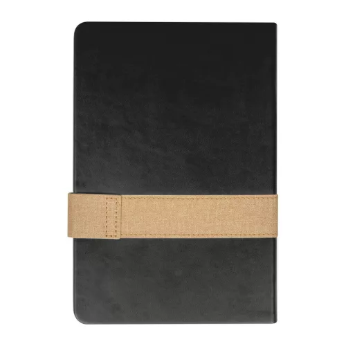 Mágneses záródású A5 műbőr jegyzetfüzet (Fekete)