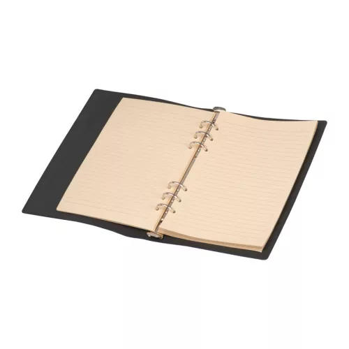 A5 gyűrűs jegyzetfüzet PU borítóval (Fekete)