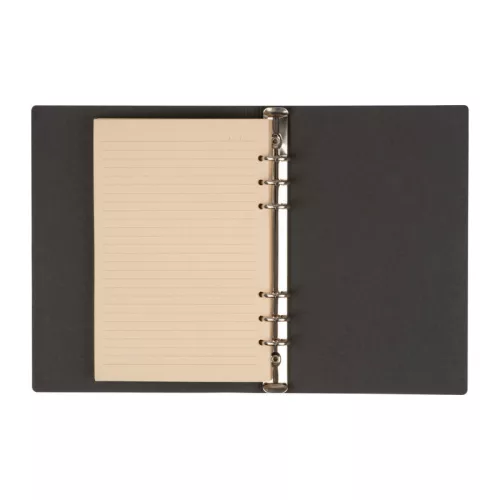 A5 gyűrűs jegyzetfüzet PU borítóval (Fekete)