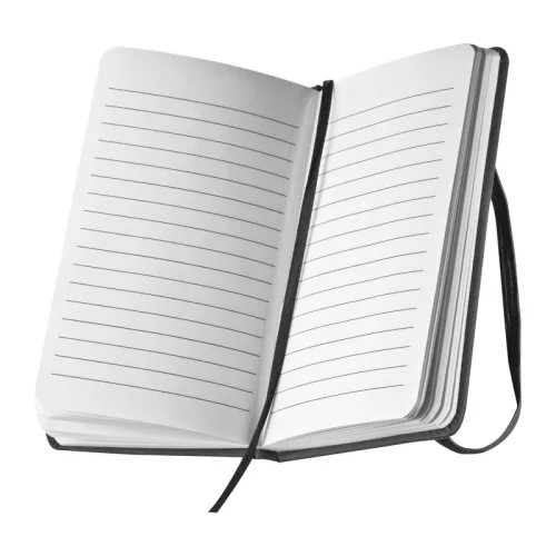 A6 jegyzetfüzet könyvjelzővel (Fekete)