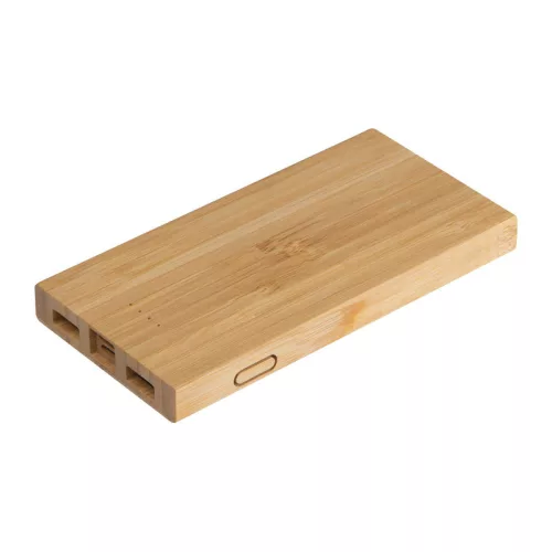 8000 mAh bambusz powerbank