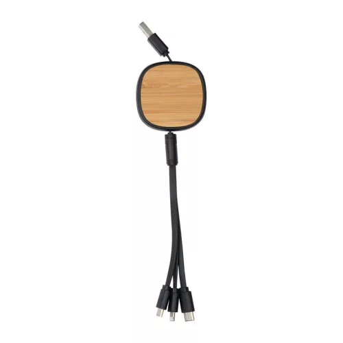 4 az 1-ben USB töltőkábel, bambusz betéttel