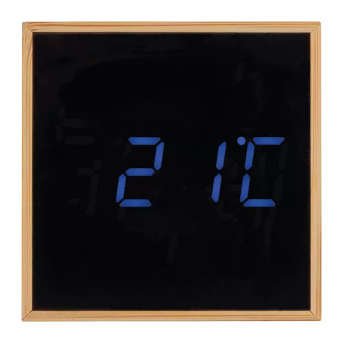 Fa asztali óra kék LED kijelzővel