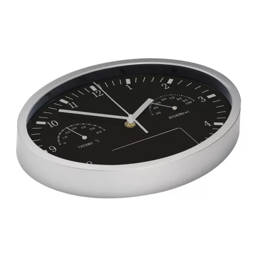 Műanyag falióra hőmérséklet kijelzővel (Fekete)