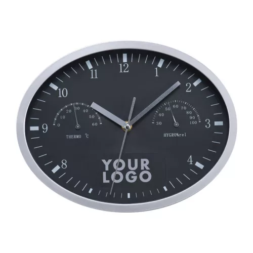 Műanyag falióra hőmérséklet kijelzővel (Fekete)