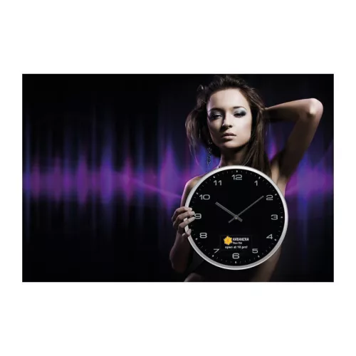 Elegáns műanyag falióra (ø 33 × 4,5 cm, Fekete)