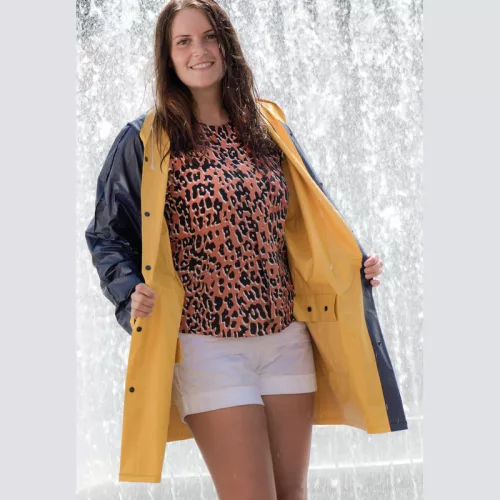 Kétszínű kifordítható esőkabát (XL, Sárga/Kék)