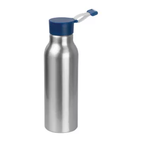   Szilikon fedelű fém ivópalack, 600 ml (ø 6,5 × 21,8 cm, Kék)